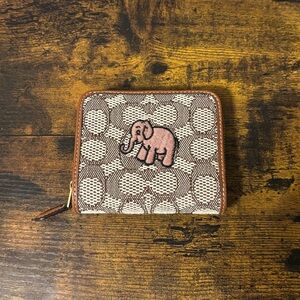 Coach Billfold Wallet - Signature Textile Jacquard W/ Elephant Motif Embroidery